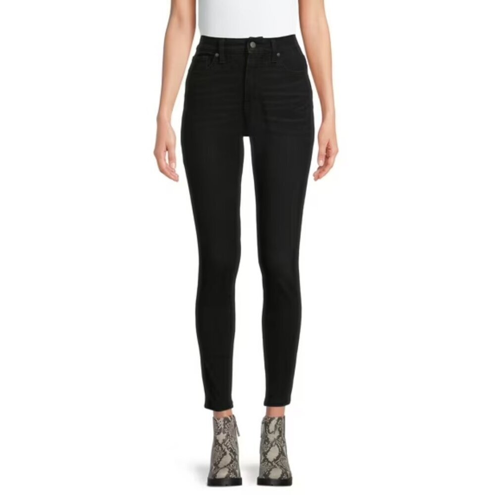 Time and Tru Women's High Rise Curvy Skinny Jeans, Size 14, Petite, Black Wash
